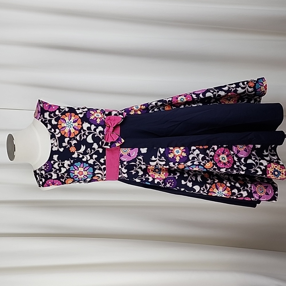 Sunny Fashion Sleeveless Floral Dress Navy Size 8
